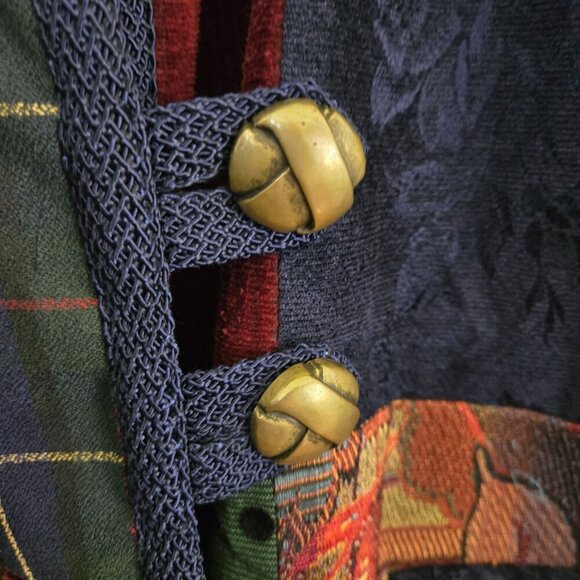 Max & Mabel Vintage Mixed Media Patchwork Plaid Metallic Unique Jacket Size 1X - Picture 3 of 7